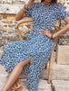 Floral Round Neck Split Midi Dress -BazaarBey - www.shopbazaarbey.com
