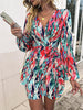 Printed  Balloon Sleeve Mini Dress -BazaarBey - www.shopbazaarbey.com