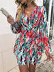 Printed  Balloon Sleeve Mini Dress -BazaarBey - www.shopbazaarbey.com