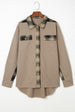 Plaid Button Down Collared Jacket Trendsi
