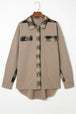 Plaid Button Down Collared Jacket Trendsi