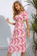 Floral Cutout Square Neck Puff Sleeve Dress -BazaarBey - www.shopbazaarbey.com