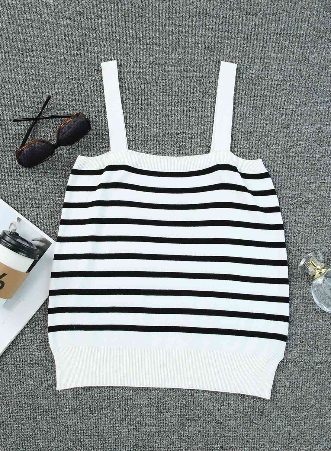  Striped Straight Neck Cami Bazaarbey