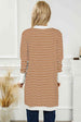 Striped Open Front Longline Cardigan Trendsi