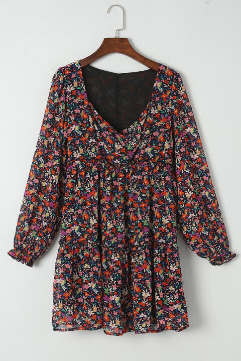 Floral Long Sleeve Mini Dress -BazaarBey - www.shopbazaarbey.com