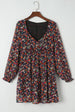 Floral Long Sleeve Mini Dress -BazaarBey - www.shopbazaarbey.com