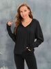 Waffle-Knit Drawstring Drop Shoulder Hoodie Trendsi
