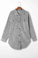 Washed Button Down Dropped Shoulder Jacket Trendsi