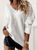 V-Neck Long Sleeve Knit Top Bazaarbey