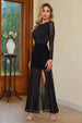 Semi-Sheer Slit Round Neck Dress Bazaarbey