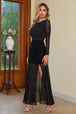 Semi-Sheer Slit Round Neck Dress Bazaarbey