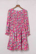 Floral Smocked V-Neck Flounce Sleeve Dress -BazaarBey - www.shopbazaarbey.com
