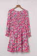 Floral Smocked V-Neck Flounce Sleeve Dress -BazaarBey - www.shopbazaarbey.com