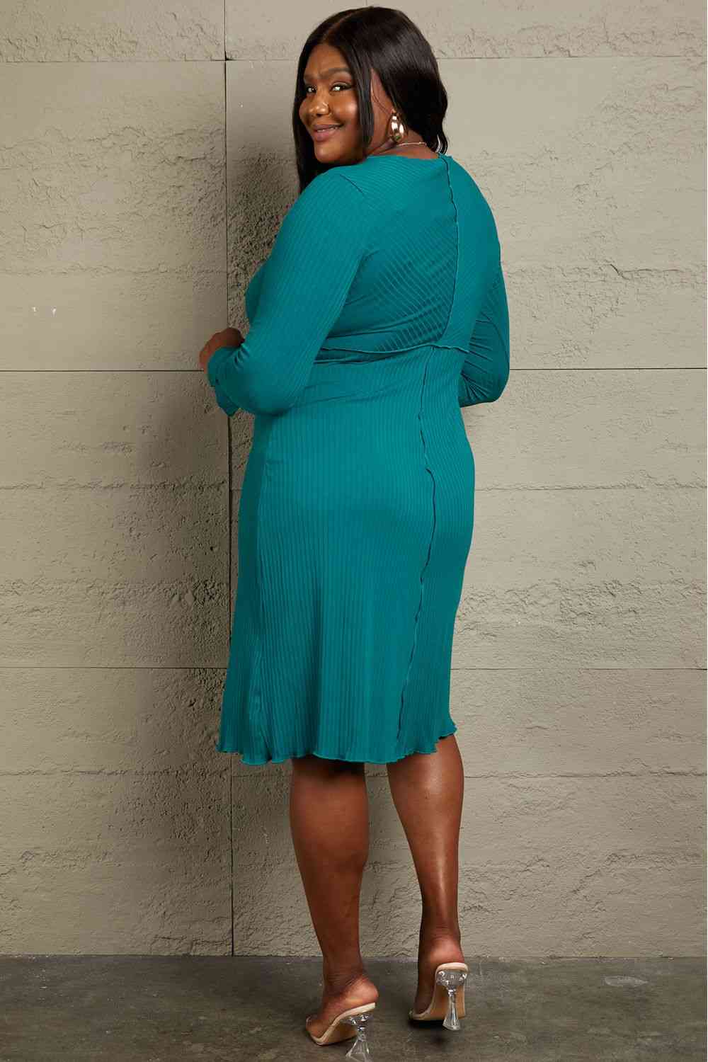  Full Size Chevron Upper Bodycon Midi Dress -BazaarBey - www.shopbazaarbey.com