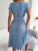  Floral Pleated Belted Dress -BazaarBey - www.shopbazaarbey.com