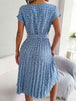 Floral Pleated Belted Dress -BazaarBey - www.shopbazaarbey.com