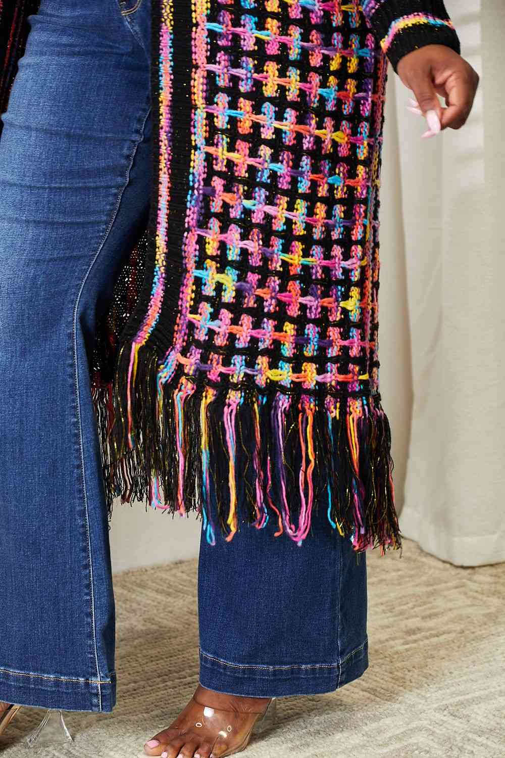   Multicolored   Hem Cardigan Trendsi