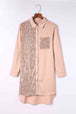 Sequin Button Front High-Low Shirt Dress -BazaarBey - www.shopbazaarbey.com