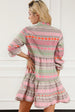Tiered Notched Balloon Sleeve Buttoned Dress -BazaarBey - www.shopbazaarbey.com
