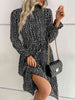 Printed Tie-Waist Flounce Sleeve Keyhole Midi Dress -BazaarBey - www.shopbazaarbey.com