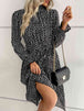 Printed Tie-Waist Flounce Sleeve Keyhole Midi Dress -BazaarBey - www.shopbazaarbey.com