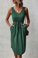 V-Neck Curved Hem Sleeveless Dress -BazaarBey - www.shopbazaarbey.com