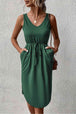 V-Neck Curved Hem Sleeveless Dress -BazaarBey - www.shopbazaarbey.com