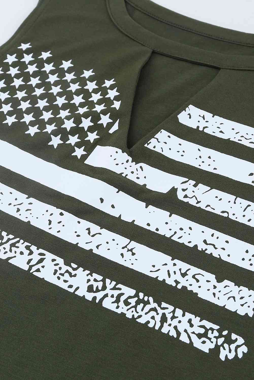 US Flag Graphic Cutout Round Neck Tank Bazaarbey