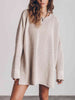 Openwork Round Neck Long Sleeve Slit Sweater Bazaarbey