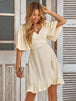 Smocked Tie Back Ruffle Hem Dress -BazaarBey - www.shopbazaarbey.com