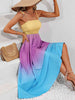Color Block Tie Shoulder Smocked Maxi Dress Bazaarbey
