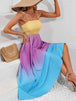 Color Block Tie Shoulder Smocked Maxi Dress Bazaarbey