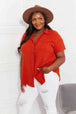  Full Size Summer Breeze Gauze Short Sleeve Shirt in Copper Bazaarbey