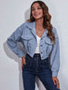 Collared Neck Dropped Shoulder Buttoned Jacket Bazaarbey