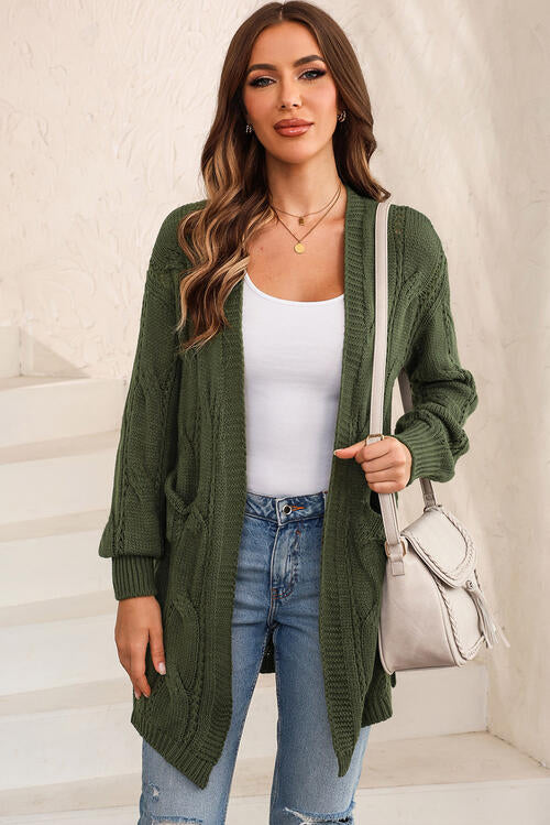 Cable-Knit Dropped Shoulder Cardigan Bazaarbey