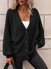  Button Down Horizontal-Ribbing  Cardigan Trendsi