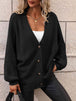  Button Down Horizontal-Ribbing  Cardigan Trendsi
