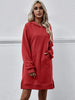 Slit Long Sleeve Hooded Dress with Pocket -BazaarBey - www.shopbazaarbey.com