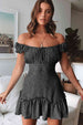 Printed Off-Shoulder Ruffle Hem Dress -BazaarBey - www.shopbazaarbey.com