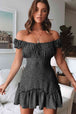 Printed Off-Shoulder Ruffle Hem Dress -BazaarBey - www.shopbazaarbey.com