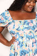  Floral Square Neck Puff Sleeve Dress -BazaarBey - www.shopbazaarbey.com