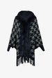Houndstooth Fringe Hem Poncho Bazaarbey