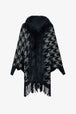 Houndstooth Fringe Hem Poncho Bazaarbey