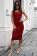 Drawstring Spaghetti Strap Bodycon Dress -BazaarBey - www.shopbazaarbey.com