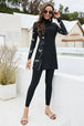 Printed Turtleneck Long Sleeve Top and Pants Swim Set Bazaarbey