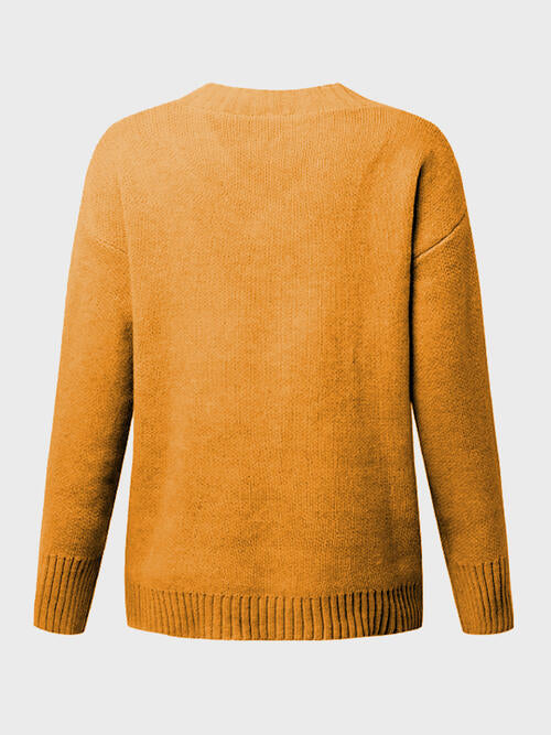 V-Neck Long Sleeve Knit Top Bazaarbey