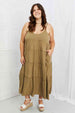 Zenana Full Size Spaghetti Strap Tiered Dress with Pockets in Khaki -BazaarBey - www.shopbazaarbey.com