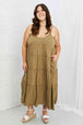 Zenana Full Size Spaghetti Strap Tiered Dress with Pockets in Khaki -BazaarBey - www.shopbazaarbey.com