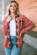 Plaid Button Down Collared Jacket Trendsi