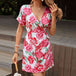 Floral Tied Short Sleeve Mini Dress -BazaarBey - www.shopbazaarbey.com